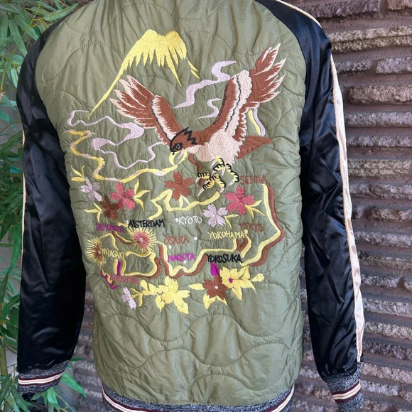 Maison Scotch Quilted Embroidered Army Bomber Jacket Size 2 = Medium - Picture 6 of 14